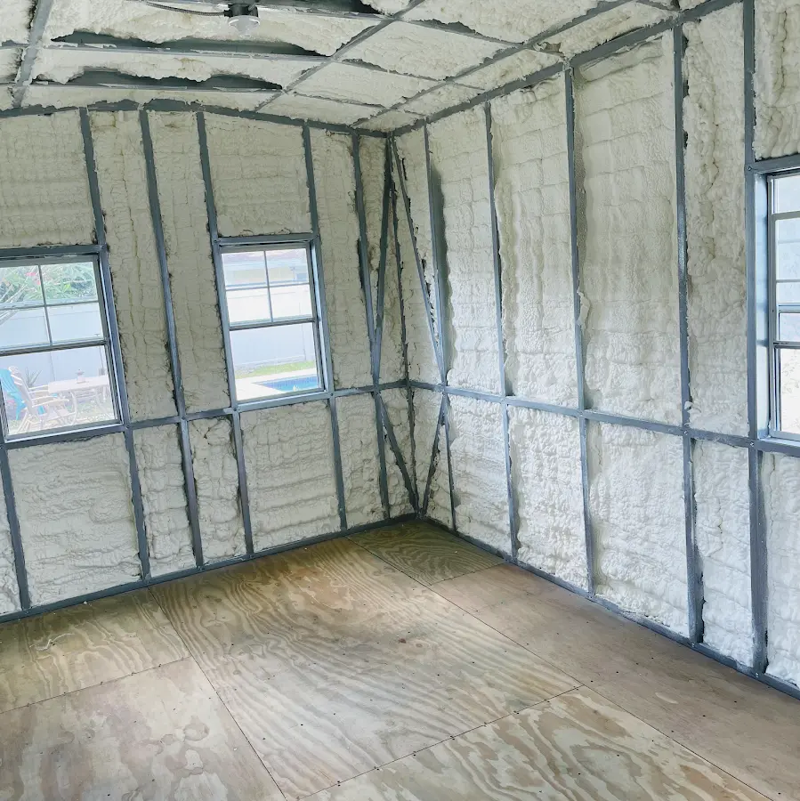 Closed-cell spray foam insulation applied to wall cavities in a residential project in North Weeki Wachee
